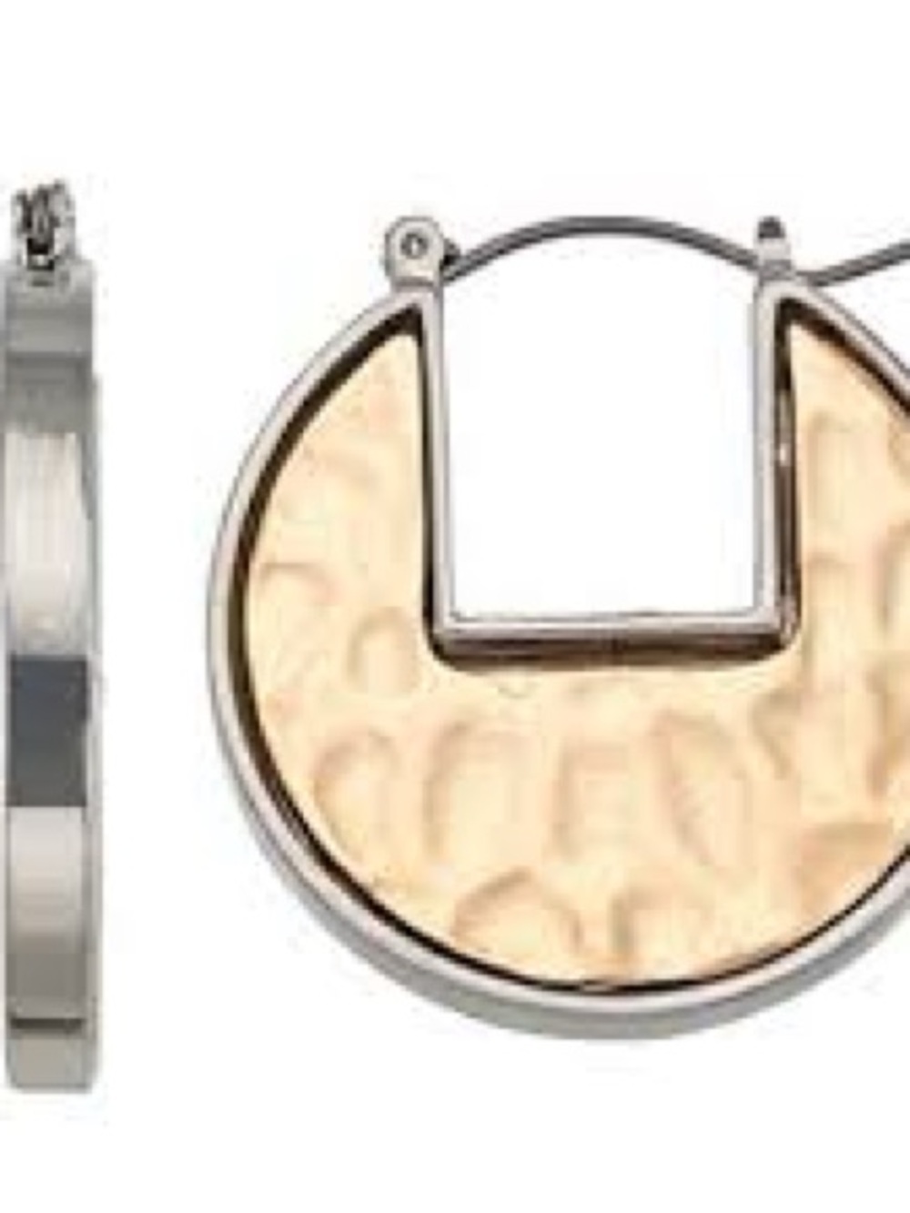 Gold Tone Hammered Statement Hoop Earrings